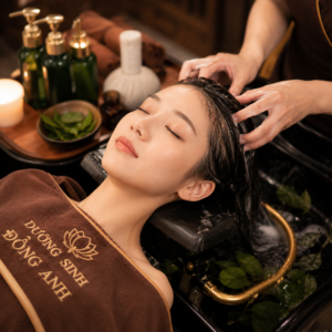 Giúp thư giãn, giảm stress, lưu thông khí huyết. Kết hợp massage, bấm huyệt và thảo dược, mang lại cảm giác dễ chịu, tóc sạch khỏe, tinh thần nhẹ nhàng.